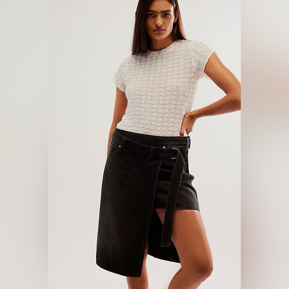 We The Free on Tour Denim Wrap Skirt at Free People in Black
